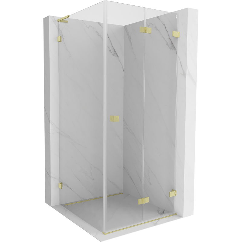 Mexen Lunar-F L cabină de duș pliabilă dreapta 80 x 80 cm, transparentă, auriu periat - 836L-080-080-55-00-P
