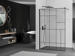 Mexen Kioto perete de duș 70 x 200 cm, transparent/Model negru 8 mm, Neagră - 800-070-101-70-78