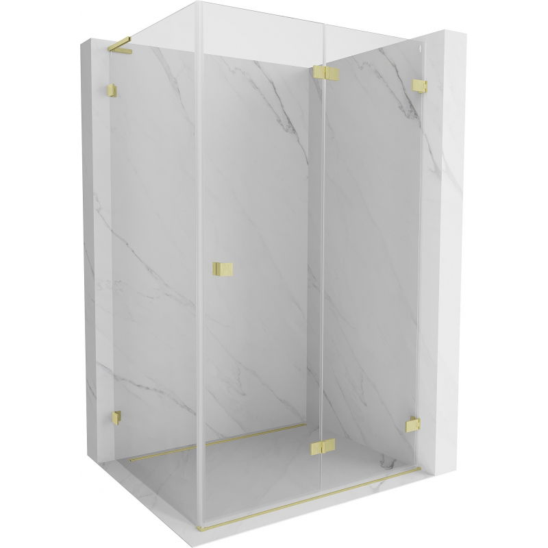 Mexen Lunar-F L cabină de duș pliabilă dreapta 100 x 80 cm, transparent, auriu periat - 836L-100-080-55-00-P