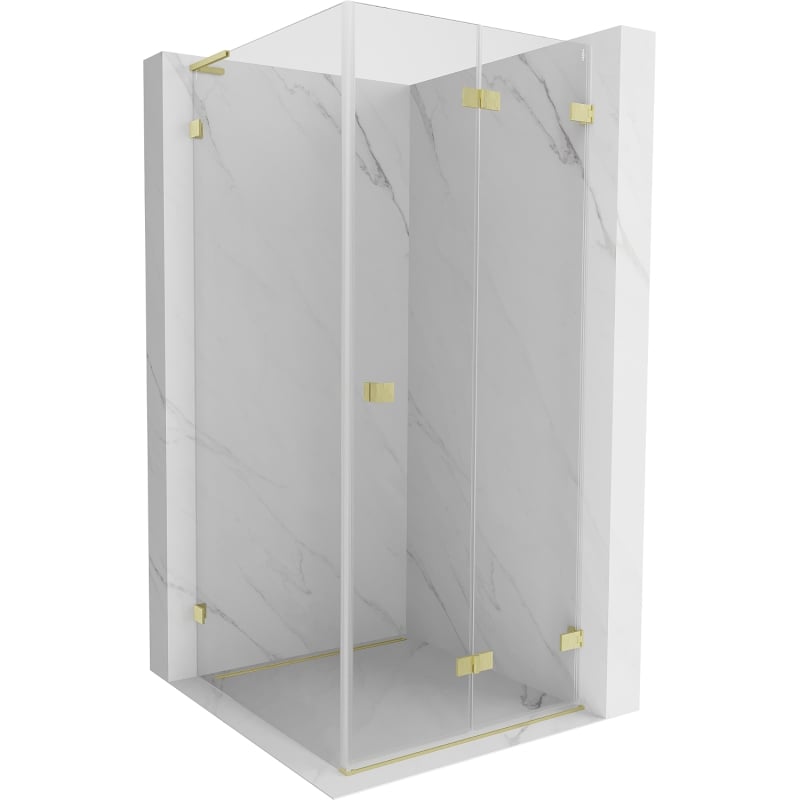 Cabină de duș pliată Mexen Lunar-F L dreapta 90 x 90 cm, transparentă, auriu periat - 836L-090-090-55-00-P
