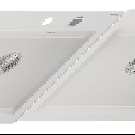 Mexen Elix 1-medencés gránit mosogató 600 x 500 mm, fehér, króm szifon - 6525601005-20