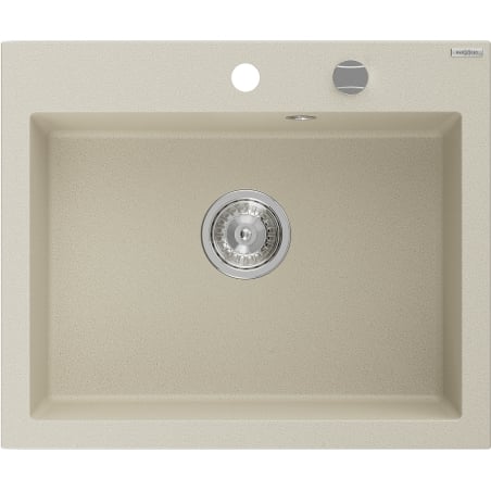 Mexen Elix gránit mosogató 1-medencés 600 x 500 mm, bézs, króm szifon - 6525601005-69