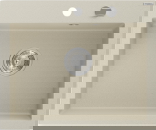 Mexen Elix chiuvetă de bucătărie din granit cu o cuvă 600 x 500 mm, bej, cu sifon cromat - 6525601005-69