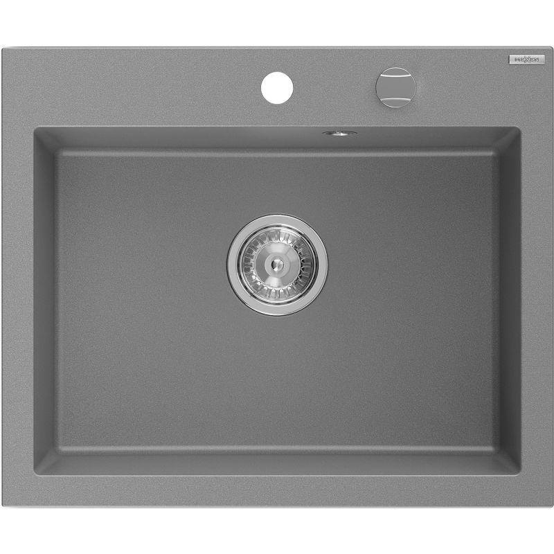 Mexen Elix chiuvetă de bucătărie din granit cu 1 compartiment 600 x 500 mm, gri, sifon crom - 6525601005-71