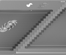 Mexen Elix chiuvetă de bucătărie din granit cu 1 cuvă 600 x 500 mm, gri, sifon crom - 6525601005-71