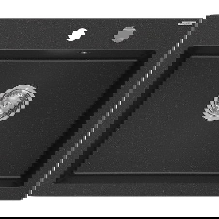 Mexen Elix chiuvetă de bucătărie din granit cu 1 compartiment 600 x 500 mm, negru/argintiu metalizat, sifon crom - 6525601005-73