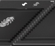 Mexen Elix chiuvetă din granit cu 1 compartiment 600 x 500 mm, negru/argintiu metalizat, sifon crom - 6525601005-73