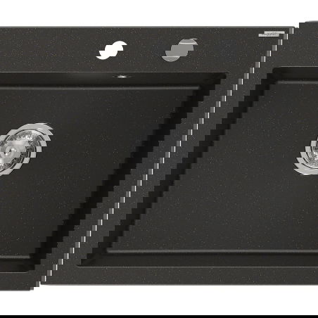 Mexen Elix chiuvetă de bucătărie din granit cu 1 compartiment 600 x 500 mm, negru/aur metalizat, sifon crom - 6525601005-75