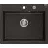 Mexen Elix chiuvetă de bucătărie din granit cu 1 compartiment 600 x 500 mm, negru/aur metalizat, sifon crom - 6525601005-75