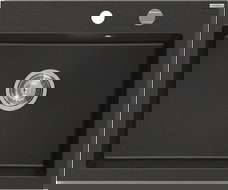 Mexen Elix gránit mosogató, 1 rekeszes, 600 x 500 mm, fekete/arany metál, króm szifon - 6525601005-75