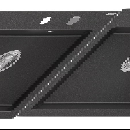 Mexen Elix chiuvetă de bucătărie din granit cu 1 compartiment 600 x 500 mm, negru pistruiat, sifon crom - 6525601005-76