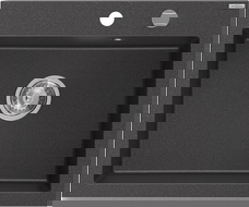 Mexen Elix chiuvetă de bucătărie din granit, 1 compartiment, 600 x 500 mm, negru cu pete, sifon crom - 6525601005-76