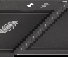 Mexen Elix gránit mosogató 1-medencés 600 x 500 mm, fekete pöttyös, króm szifon - 6525601005-76