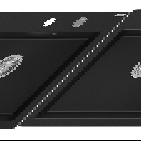 Mexen Elix gránit mosogató 1-medencés 600 x 500 mm, fekete, króm szifon - 6525601005-77