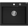 Mexen Elix chiuvetă de bucătărie granit 1 compartiment 600 x 500 mm, negru, sifon crom - 6525601005-77