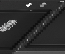 Mexen Elix chiuvetă de bucătărie granit 1 compartiment 600 x 500 mm, negru, sifon crom - 6525601005-77