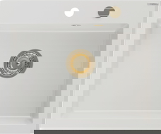 Mexen Elix chiuvetă din granit cu 1 compartiment 600 x 500 mm, albă, sifon auriu - 6525601005-20-G