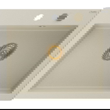 Mexen Elix gránit mosogató 1-medencés 600 x 500 mm, bézs, arany szifon - 6525601005-69-G