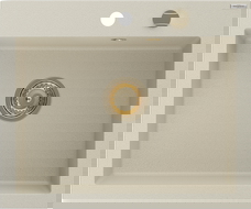 Mexen Elix chiuvetă din granit cu 1 compartiment 600 x 500 mm, bej, sifon auriu - 6525601005-69-G