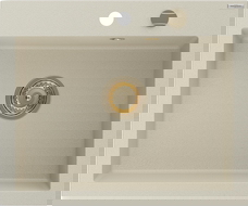 Mexen Elix gránit mosogató 1-medencés 600 x 500 mm, bézs, arany szifon - 6525601005-69-G