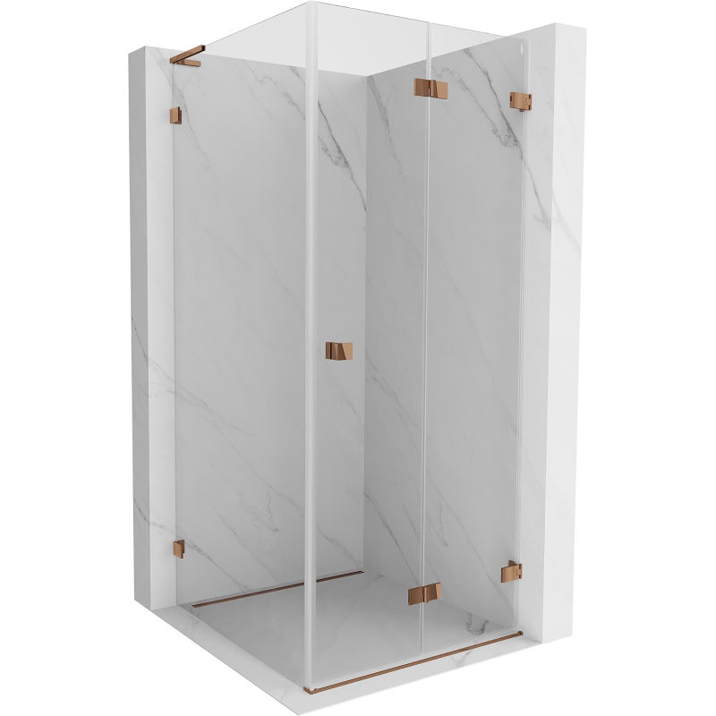Mexen Lunar-F L cabină de duș pliabilă dreapta 80 x 80 cm, transparent, aur roz - 836L-080-080-60-00-P