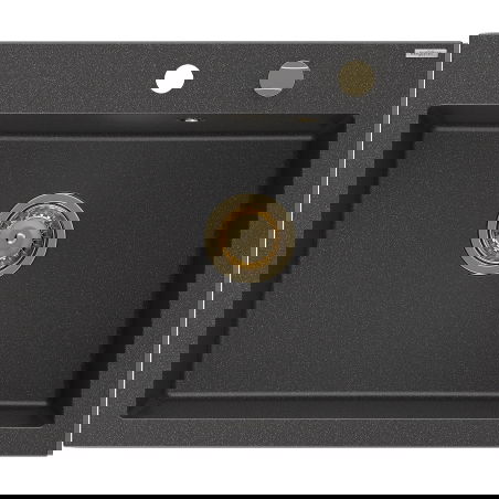 Mexen Elix 1 rekeszes gránit mosogató 600 x 500 mm, fekete pettyes, arany szifon - 6525601005-76-G