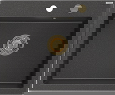 Mexen Elix 1 rekeszes gránit mosogató 600 x 500 mm, fekete pettyes, arany szifon - 6525601005-76-G