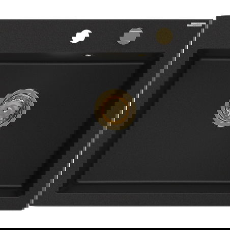 Mexen Elix egykamrás gránit mosogató 600 x 500 mm, fekete, arany szifon - 6525601005-77-G