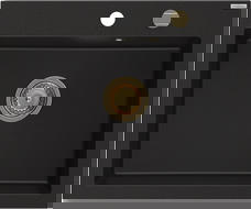 Mexen Elix egykamrás gránit mosogató 600 x 500 mm, fekete, arany szifon - 6525601005-77-G