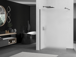 Mexen Kioto Panou de duș tip Walk-in 130 x 200 cm, înghețat 8 mm, negru - 800-130-101-70-30