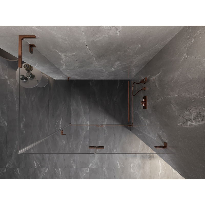 Mexen Lunar-F L cabină de duș pliabilă dreaptă 95 x 90 cm, transparentă, aur roz - 836L-095-090-60-00-P