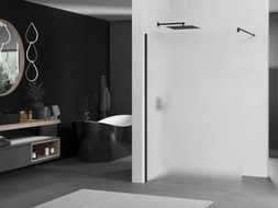 Mexen Kioto perete de duș Walk-in 140 x 200 cm, înghețat 8 mm, negru - 800-140-101-70-30
