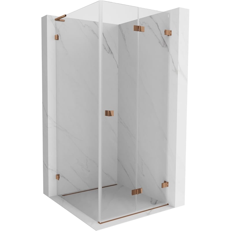 Mexen Lunar-F L cabină de duș pliabilă dreapta 100 x 100 cm, transparentă, rose gold - 836L-100-100-60-00-P