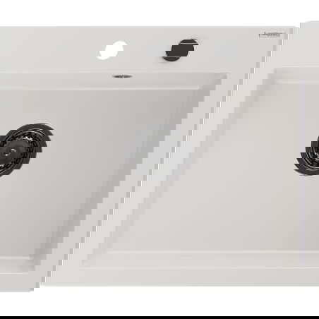 Mexen Elix egymedencés gránit mosogató 600 x 500 mm, fehér, fekete szifon - 6525601005-20-B