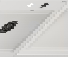 Mexen Elix egymedencés gránit mosogató 600 x 500 mm, fehér, fekete szifon - 6525601005-20-B