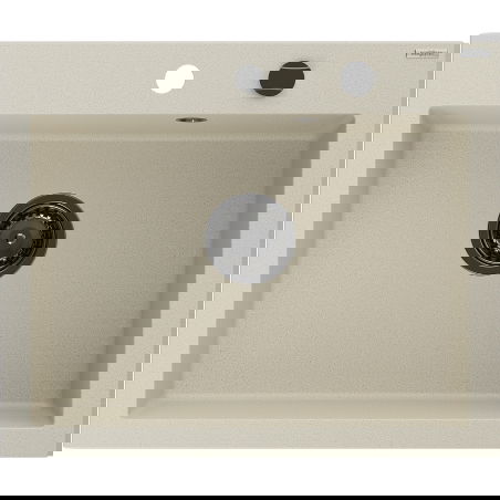 Mexen Elix gránit mosogató 1-medencés 600 x 500 mm, bézs, fekete szifon- 6525601005-69-B