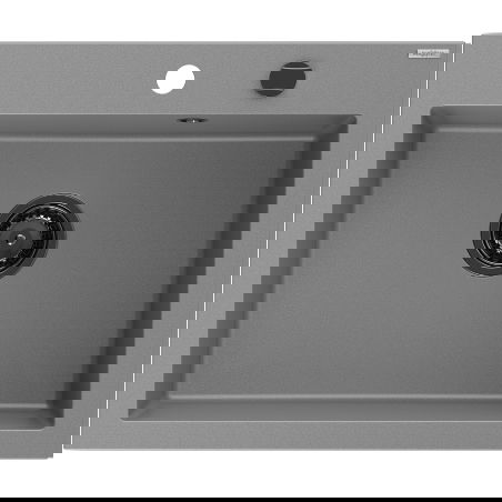 Mexen Elix 1-kamrás gránit mosogató 600 x 500 mm, szürke, fekete szifon - 6525601005-71-B