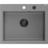 Mexen Elix chiuvetă de bucătărie din granit cu 1 compartiment 600 x 500 mm, gri, sifon negru - 6525601005-71-B