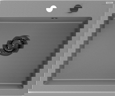 Mexen Elix chiuvetă de bucătărie din granit cu 1 compartiment 600 x 500 mm, gri, sifon negru - 6525601005-71-B