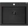 Mexen Elix 1-medencés gránit mosogató 600 x 500 mm, fekete/ezüst metál, fekete szifon - 6525601005-73-B