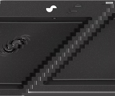 Mexen Elix chiuvetă de bucătărie din granit cu 1 cuvă 600 x 500 mm, negru/argintiu metalic, sifon negru - 6525601005-73-B