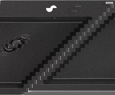 Mexen Elix gránit mosogató 1-medencés 600 x 500 mm, fekete/ezüst metál, fekete szifon - 6525601005-73-B