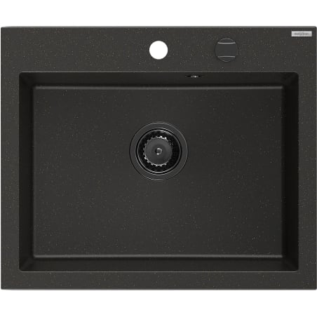 Mexen Elix 1 rekeszes gránit mosogató 600 x 500 mm, fekete/arany metál, fekete szifon - 6525601005-75-B