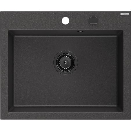 Mexen Elix chiuvetă de granit cu o singură cuvă 600 x 500 mm, negru cu pete, sifon negru - 6525601005-76-B