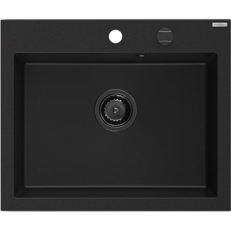 Mexen Elix gránit mosogató 1-medencés 600 x 500 mm, fekete, fekete szifon - 6525601005-77-B
