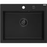 Mexen Elix gránit mosogató 1-medencés 600 x 500 mm, fekete, fekete szifon - 6525601005-77-B