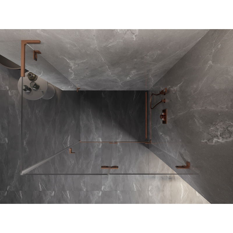 Mexen Lunar-F L cabină de duș pliabilă dreapta 85 x 70 cm, transparent, cupru periat - 836L-085-070-65-00-P