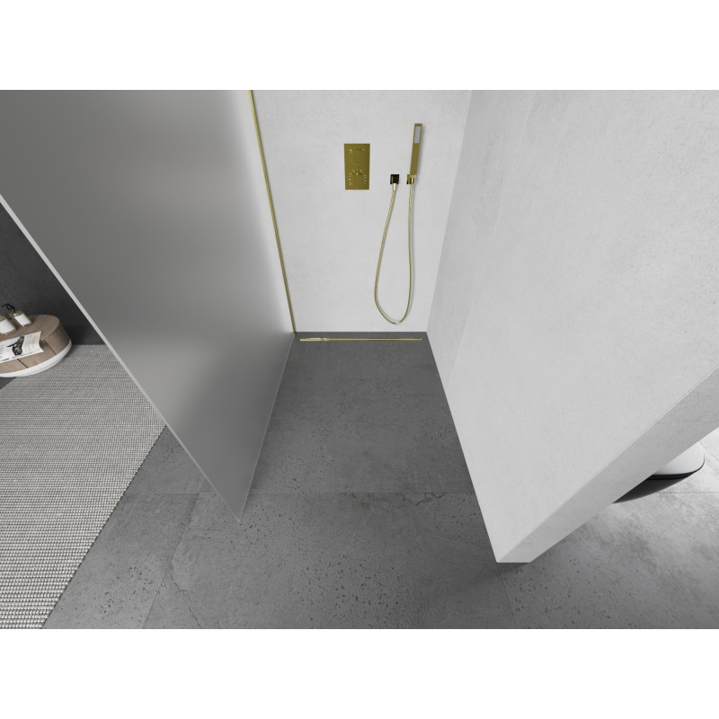 Mexen Kioto Perete de duș Walk-in 130 x 200 cm, mat 8 mm, auriu - 800-130-101-50-30