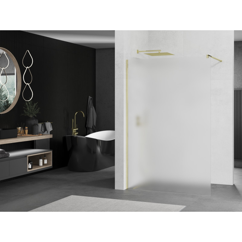 Mexen Kioto perete de duș Walk-in 140 x 200 cm, mat 8 mm, auriu - 800-140-101-50-30