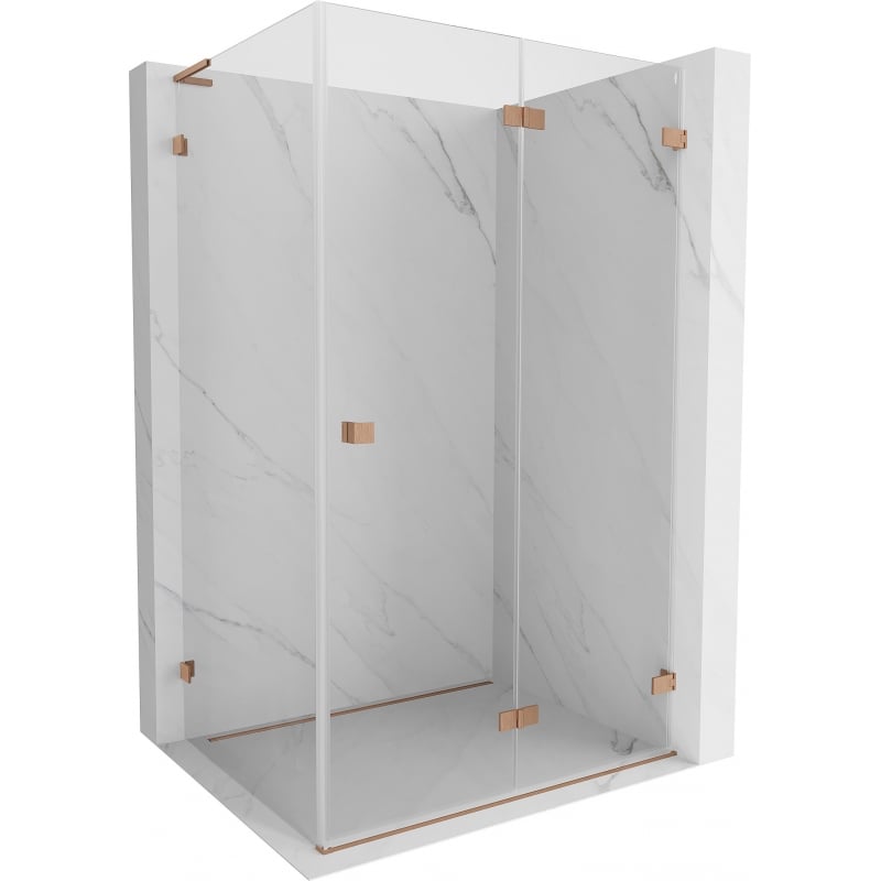 Mexen Lunar-F L cabină de duș pliabilă dreaptă 95 x 70 cm, transparent, cupru periat - 836L-095-070-65-00-P